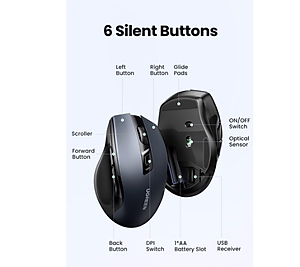 Chuột Bluetooth 5.0 6 nút không ồn UGREEN 15508 MU006 - Hàng chính hãng
