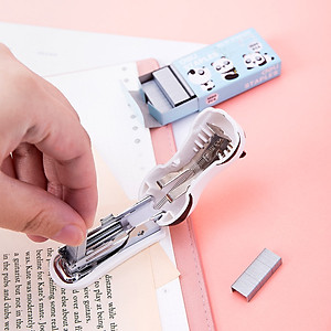 Dập Ghim Mini Hình Panda Deli, 12 Trang Kèm 1000 Chiếc Ghim - 1 Cái E0453