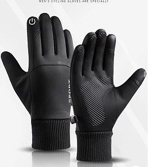 Găng tay da nam mùa đông cảm ứng chống nước lót nỉ lông ấm áp chất liệu da cao cấp không bong nổ GTCT03