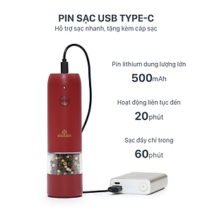 Máy Xay Tiêu Tự Động Bằng Điện Benchusch Màu Trắng/ Đen/ Xanh/ Đỏ