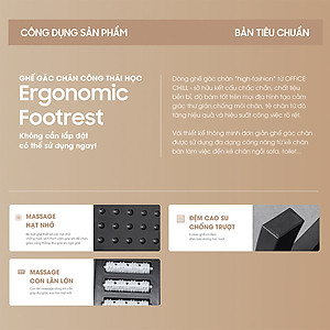 Ghế Gác Chân Công Thái Học Điều Chỉnh 6 Cấp Độ Chiều Cao Thích Hợp Văn Phòng Làm Việc Học Tập, Ghế Kê Chân Chỉnh Dáng Ngồi Tốt Cho Sức Khỏe Cột Sống Giảm Đau Lưng Bảo Hành 90 Ngày