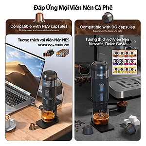 Máy pha cà phê mini HiBREW H4A cầm tay 3 trong 1 sử dụng mọi nơi, pha cafe espresso, cà phê viên nén, nóng và lạnh, hàng chính hãng