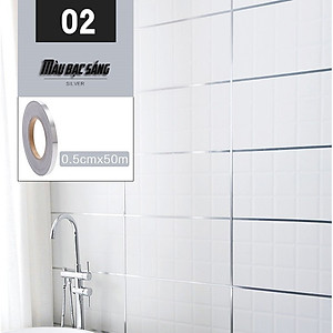 Băng keo dán chỉ gạch dài 50m trang trí vách tường, viền gạch decor nội thất ốp lát không thấm nước DG-50