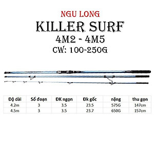 Cần câu 3 đốt KILLER SURF 4m5 - 4m5 độ cứng BX