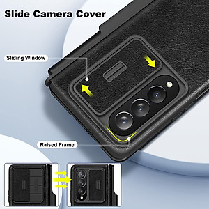 Case bao da chống sốc cho Samsung Galaxy Z Fold 4 trang bị nắp bảo vệ Camera và ngăn đựng S-Pen hiệu Nillkin Qin Pro (chất liệu da cao cấp, thiết kế thời trang cá tính) - Hàng nhập khẩu