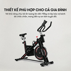 Xe đạp tập thể dục tại nhà Kingsport BK-5806, tích hợp đồng hồ thông minh đo nhịp tim và các thông số khi tập luyện, cân nặng phù hợp từ dưới 70-75kg