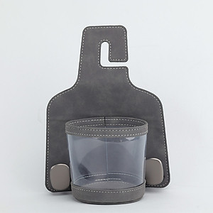 Móc Treo Đa Năng Có Hộc Đựng Ly Trên Ô Tô CIND BO-L021 Bằng Kim Loại Bọc Da Lộn Màu Xám Sang Trọng Cho Nội Thất Xe - Nhập Khẩu Chính Hãng