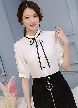 Áo kiểu nữ Haint Boutique, Áo kiểu chất kate lụa tay lỡ cổ trụ thời trang công sở cho phái nữ S45