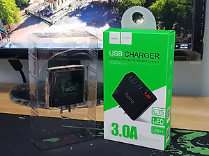 Adapter Sạc 3 Cổng 3A Hoco C15 - Hàng Chính Hãng - Shop Thế giới số - Hàng Chính Hãng