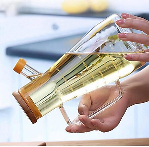 Bình thủy tinh, chai lọ có nắp gỗ, nút silicon Oil Can đựng dầu ăn, giấm, nước tương, nước mắm - VD55