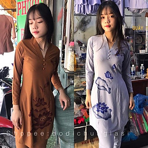 Đồ Lam Đi Chùa # CTân Bà Lai Hoa In # Vải Thun # Quần Áo Nữ # Đồ Bộ Nữ