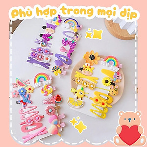 Set 14 kẹp tóc mái nhiều màu dễ thương cho bạn gái