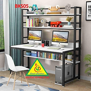 Bàn làm việc, bàn học khung sắt mặt gỗ BKS05 - Nội thất lắp ráp Viendong Adv