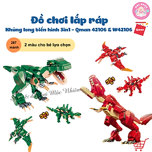 Đồ Chơi Lắp Ráp Khủng Long Qman 42106 Khủng Long Biến Đổi (287 Mảnh Ghép) Dành Cho Bé Trai Trên 6 Tuổi