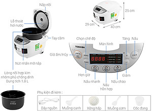 Nồi Cơm Điện Tử Toshiba RC-18DH2PV(W) (1.8 Lít) - Hàng chính hãng