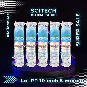 Combo 5 lõi lọc PP 10 inch 5 micron - Lõi số 1 máy lọc nước Nano/UF/RO, bộ lọc thô - Hàng chính hãng