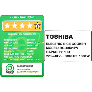 Nồi cơm cao tần Toshiba RC-18IX1PV (1.8 Lít) - Hàng Chính Hãng