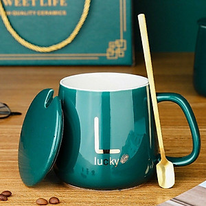 Cốc Hâm Nóng Đồ Uống Kèm Đế Điện, Bộ Ly Sứ Kèm Đế Điện Hâm Nóng Trà, Cafe, Hâm Sữa Kèm Thìa Vàng, Hộp Sang Trọng Giao Màu Ngẫu Nhiên
