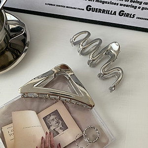Kẹp tóc kim loại hình học - kẹp tóc tam giác - kẹp tóc gợn sóng phong cách vintage - kẹp tóc càng cua thời trang mẫu mới phong cách Hàn Quốc
