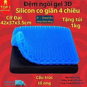 Đệm ngồi Gel 3D tổ ong thoáng khí kích thước 35x30x3cm và 42x37x3.5cm, Đệm ngồi cao cấp chất liệu Silicon mát lạnh siêu êm - Hàng chính hãng