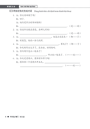 Giáo trình Hán ngữ Boya Sơ Cấp 2 Sách Bài Tập kèm đáp án