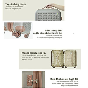 TẶNG TÚI ĐỰNG GIÀY + THẺ TAG - Vali kéo TRIP P803A có dây kéo mở rộng size 20inch nhựa PC - Bảo hành 5 năm - Hàng chính hãng