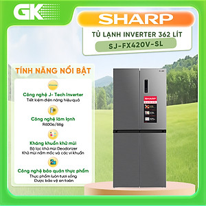 Tủ lạnh Sharp Inverter 362 lít SJ-FX420V-SL - Hàng chính hãng (chỉ giao HCM)