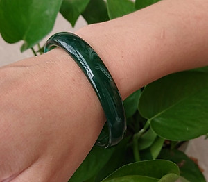 Vòng Tay Cẩm Thạch, Đá Chalcedony tự nhiên Miến Điện, đẹp long lanh