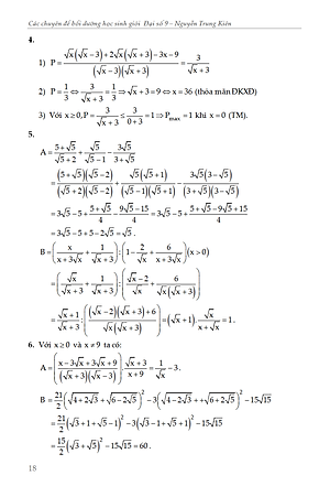Sách Các Chuyên Đề Bồi Dưỡng Học Sinh Giỏi Đại Số Lớp 9