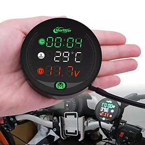 Đồng hồ báo giờ xe máy 3in1 CTR, báo nhiệt độ, vôn ắc quy mẫu mới loại tốt gắn các loại xe hàng cao cấp, phụ kiện xe máy