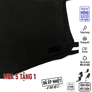 Khẩu trang vải Azumikichi màu đen, khẩu trang thời trang cao cấp sang trọng