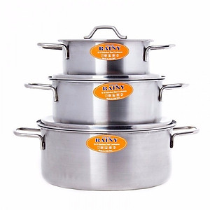Bộ 3 nồi 1 đáy inox Rainy cao cấp  - Hàng Chính Hãng
