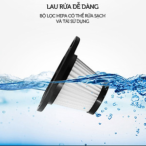 Máy hút bụi cầm tay không dây loại sạc pin dùng cho gia đình XC628 - lực hút 3200kpa - dung lượng 2200mAh - có thể hút bụi khô và nước - màu xám đen - Hàng Chính Hãng