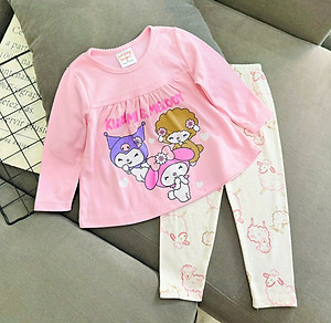 Đồ bộ bé gái, Bộ ngủ dài tay cho bé gái từ 8-25kg chất cotton hàng xuất mềm mịn mát