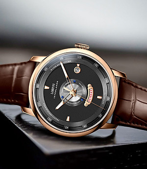 Đồng hồ nam chính hãng LOBINNI LB18071G-D1 hàng mới fullbox ,kính sapphire,chống xước,chống nước 50m,Bh 24 tháng,máy cơ (automatic),mặt trắng dây da nâu xịn