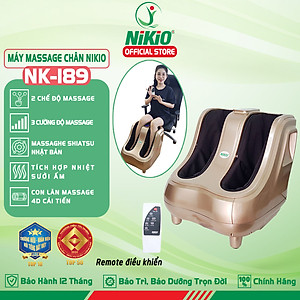 Máy Massage Chân Nhật Bản Nikio NK-189 (Dòng Cao Cấp) - Mát Xa Bàn Chân Và Bắp Chân, Xoa Bóp Dây Ấn Bằng Cao Su Non, Kết Hợp Rung Và Nhiệt Sưởi Đa Năng, Giảm Đau Nhức Chân, Tăng Tuần Hoàn Máu Cho Chân - Tươi Mới Đôi Chân