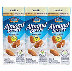 Blue Diamond - Thùng Sữa Hạt Hạnh Nhân ALMOND BREEZE vị Vanilla 180ml x 24 Hộp