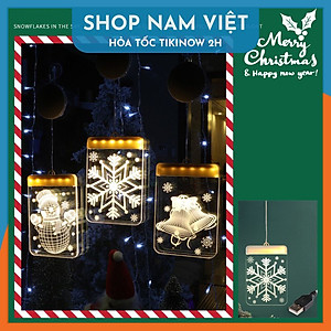 Dây Treo Đèn LED 3D Hình Cây Thông, Chuông Trang Trí Giáng Sinh, Noel - Chính Hãng NAVIVU