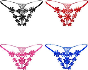 Quần lót nữ lọt khe ren sexy xếp hình hoa - Màu đỏ