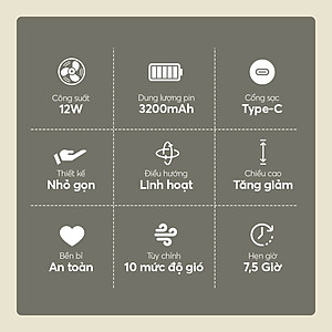 Quạt sạc tuần hoàn không khí Elmich CFE-8786, dung lượng pin lớn, hoạt động liên tục tới 10h, tạo nên luồng gió mạnh,  di chuyển linh hoạt 90° theo chiều ngang tạo luồng gió đa chiều, làm mát nhanh, dễ chịu - Hàng chính hãng