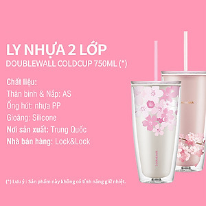 Ly Nhựa 2 Lớp LocknLock Double Wall Cold Cup Cherry Blossom 750ml HAP509