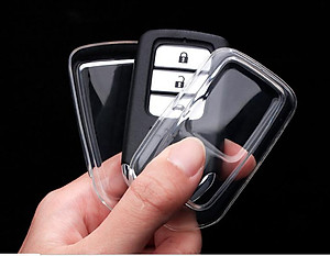 Ốp vỏ chìa khóa, bao da chìa khóa  inox có lót bọc silicon cao cấp dành cho xe Honda City CRV M02 - màu bạc