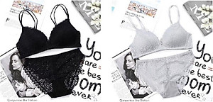  Bộ ĐồLót Ren Nữ Không Gọng Nâng Ngực Đệm Mỏng Azuno DL01  Phong Cách Sexy Dây Đôi Không Giãn Không Quăn Sau Khi Dùng Lâu