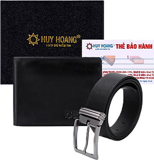 Bộ Ví & Thắt Lưng Nam Đầu Kim Huy Hoàng HT2114-HT4108 (23 x 11,5 cm) - Đen