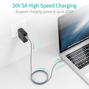Bộ Củ Sạc Dành Cho Macbook, Laptop, Điện Thoại 65W CHOETECH PD8002 GaN Tech + Type-C to C 100W 1.8M XCC-1002-GY - Hàng Chính Hãng