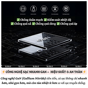 Adapter cóc củ sạc nhanh 45W PD USB C + USB-A 3.0 kèm dây sạc Type-C PPS chống cháy hiệu WIWU Helix Fast Charger cho iPhone iPad Oppo Samsung - Hàng nhập khẩu