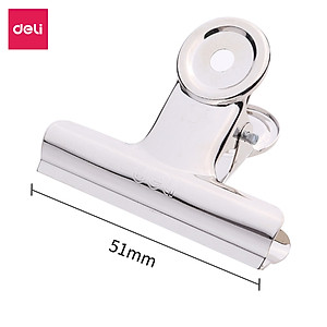 Set 6 chiếc kẹp bướm, Kẹp kim loại đuôi tròn Deli, Kẹp giấy tài liệu văn phòng 19mm 29mm 38mm 51mm
