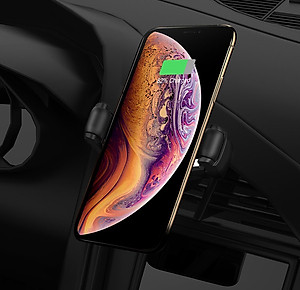 Giá Đỡ điện thoại Kiêm Sạc Không Dây trên ô tô, xe hơi Hoco S1, Trượt con lăn silicone không làm tổn thương điện thoạiNút để điều chỉnh chiều rộng kẹp.Đầu vào: 5V / 2A, 9V / 2A., Đầu ra: 5W / 7.5W / 10W, Hàng nhập khẩu 