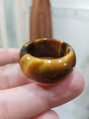 Nhẫn Nam Đá Mắt Hổ Vàng Nâu Tiger Eyes Tự Nhiên đậm bóng đẹp mới ni 20mm x Cao 12mm / 11mm dầy 4mm nam mệnh Kim mệnh Thổ mệnh Thủy đeo ni 20mm rẻ đẹp ạ