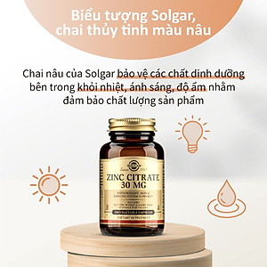 NHẬP KHẨU USA CHÍNH HÃNG - Viên uống tăng cường sức khỏe sinh lý nam giới, ngăn ngừa các bênh tuyến tiền liệt Solgar Kẽm Citrate 30mg